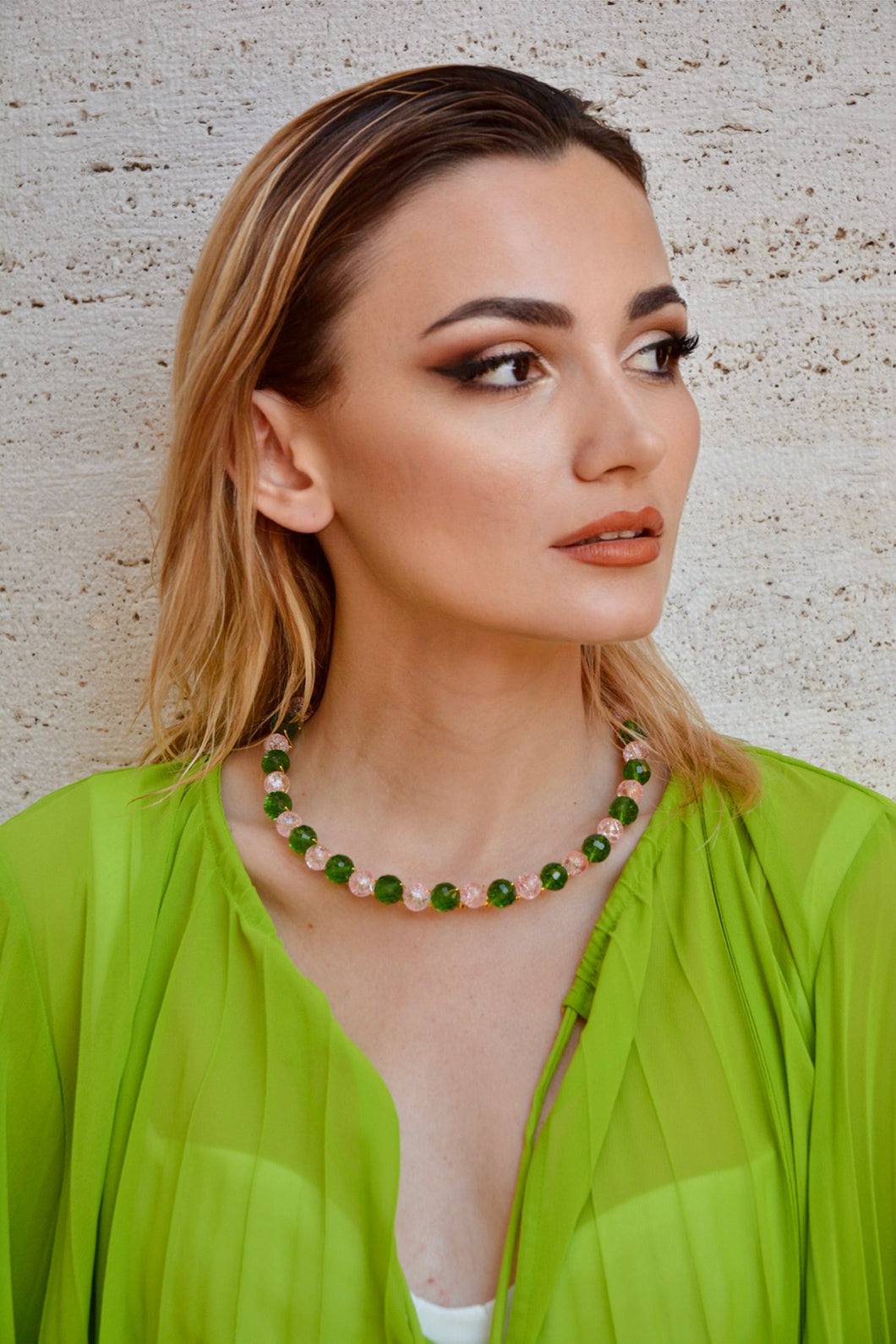 CRYSTAL CHOCKER Rosa-Verde